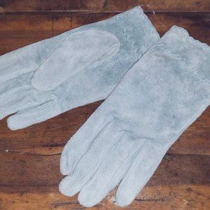 Ice Blue Suede Gloves